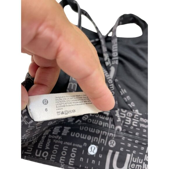 LULULEMON Logo ENERGY BRA HIGH NECK LONG LINE BLACK Womens 6 - Picture 4 of 6